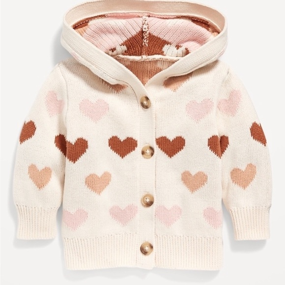 Baby Girl’s 6-12 Months, Three Piece Bundle, Heart Cardigan, Pants and Dress - Picture 2 of 7